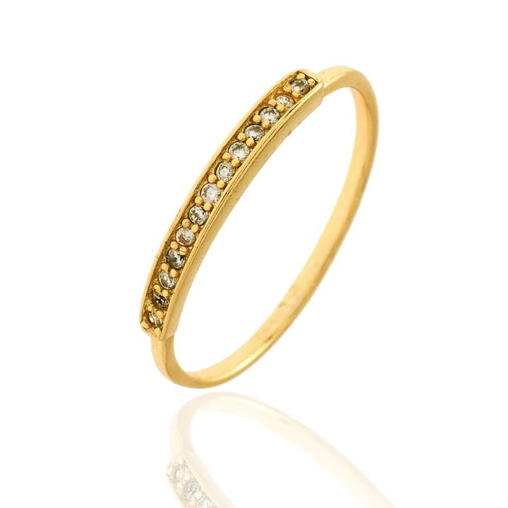 Zirconia ring - silver gold plated - 12 for wholesale by Buganto