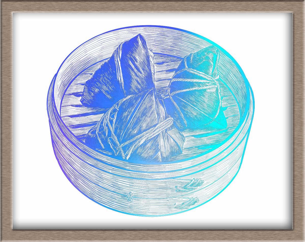 JoyousJoyfulJoyness - Wholesale Art Print - Zong Zi (Sticky Rice Dumpling) Foiled Art Print4