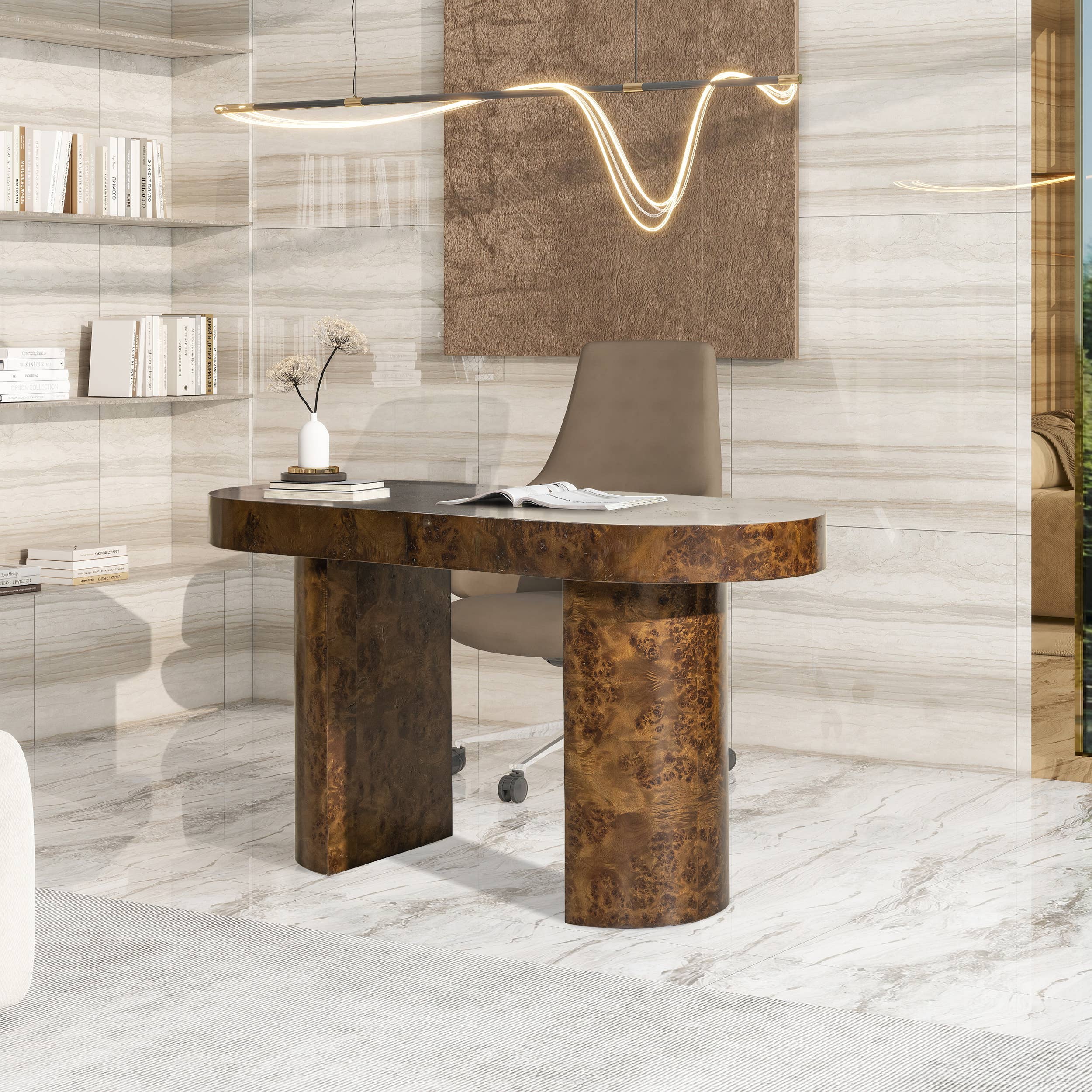 Jennifer Taylor Home - Wholesale Side Table - 55.5" Single Drawer Oval Computer Desk13