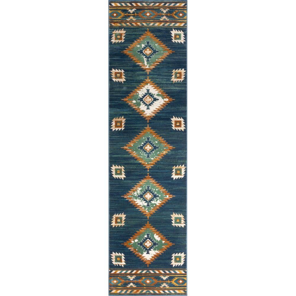 Well Woven – wholesale Matta – Lea Blå Traditionell Sydvästra Tribal Matta11