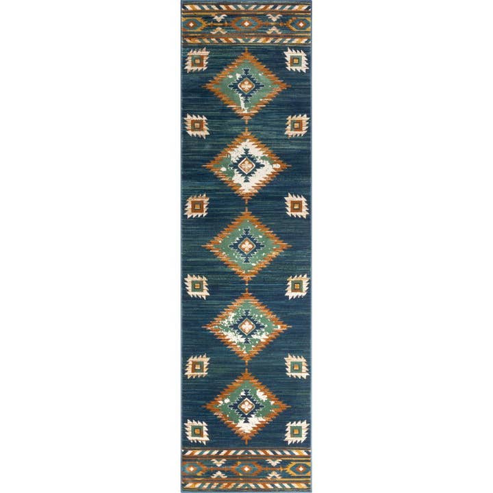 Well Woven – wholesale Matta – Lea Blå Traditionell Sydvästra Tribal Matta11