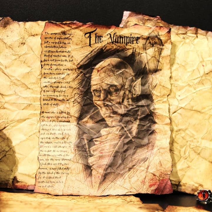 Parchemin Vampire : impressions artisanales des sorts « Nosferatu » pour la vente par Kutuleras