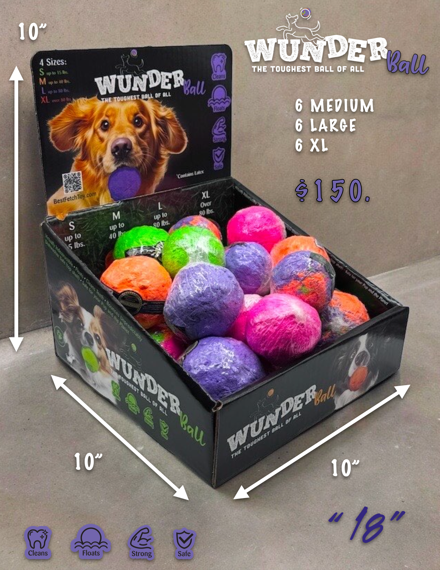 Multi DISPLAY 18 - BEST FETCH TOY! WUNDERBALL with 18 balls. for wholesale on Faire2