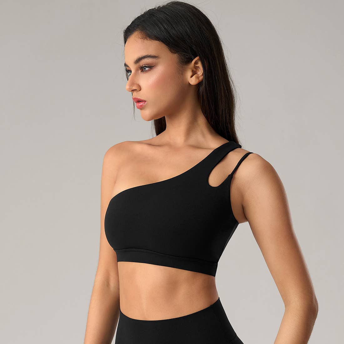 Sodalemon - Vente Brassière de sport – femme - Brassière de sport asymétrique pour femme avec bretelle unique croisillons6