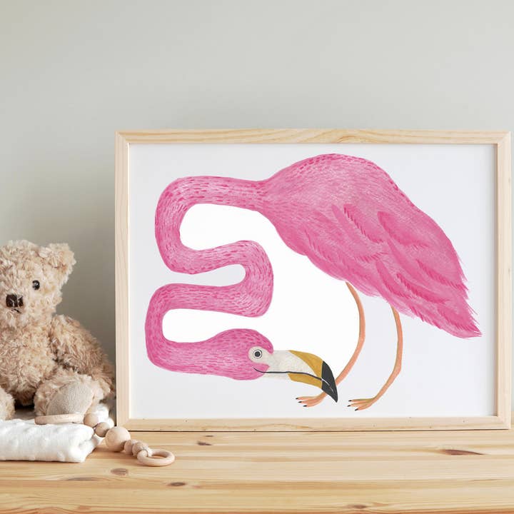Funky Flamingo Poster Children's Colorful Art, Kids Poster for wholesale by Honora Papers