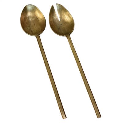 HomArt - Wholesale Serving Utensil - Hendrix Salad Servers, Brass - Antique Brass