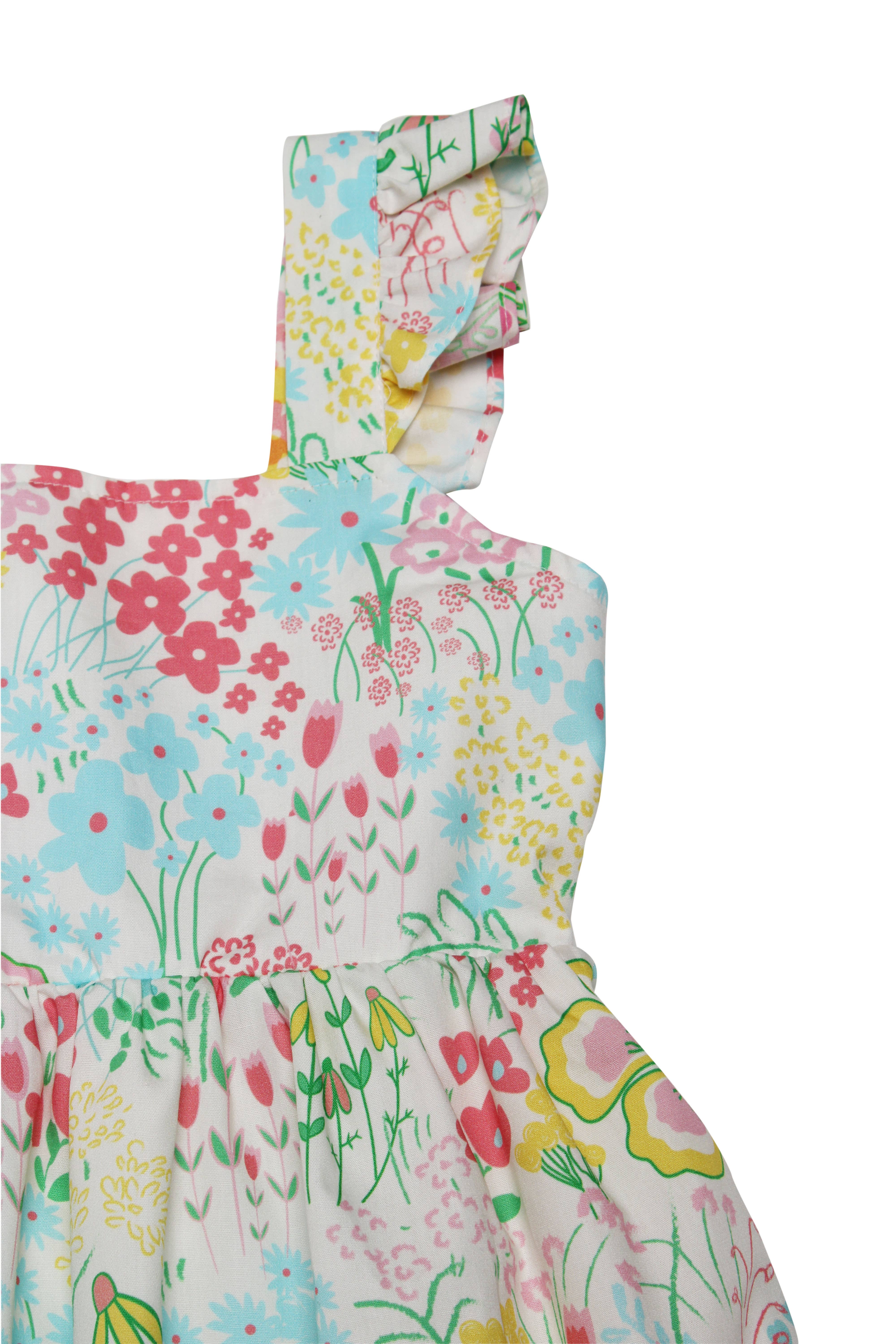 Minna - Wholesale Dress - Kids -  Flutter Sleeve Sun Dress - Magical Sunny Meadow Florals11