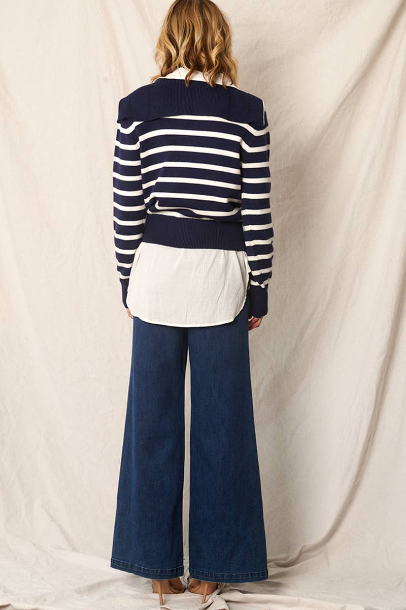 En Crème - Vente Pull en maille – femme - Pull rayé à col marin21