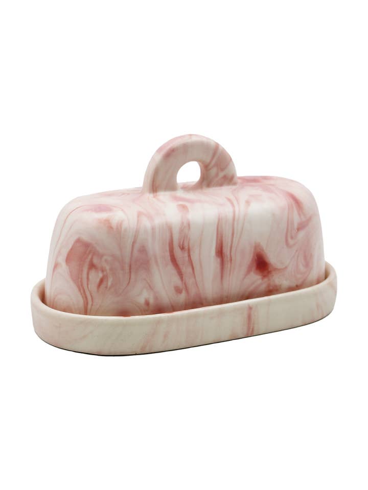 Butter Dish Marble Pink for wholesale by Pó de Barro