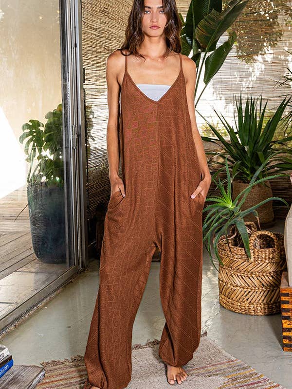 VENTE OUTLET R5333 Combinaison Tricotée Texturée Uni Coupe Ample pour la vente par BUCKETLIST OUTLET