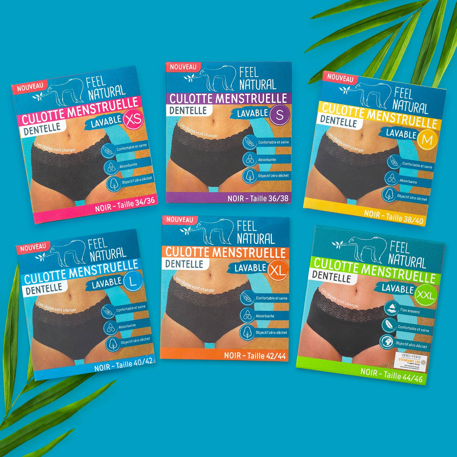 FRENCH TENDANCE - Wholesale Period Underwear - Women's - Washable and reusable lace menstrual panties BLACK8