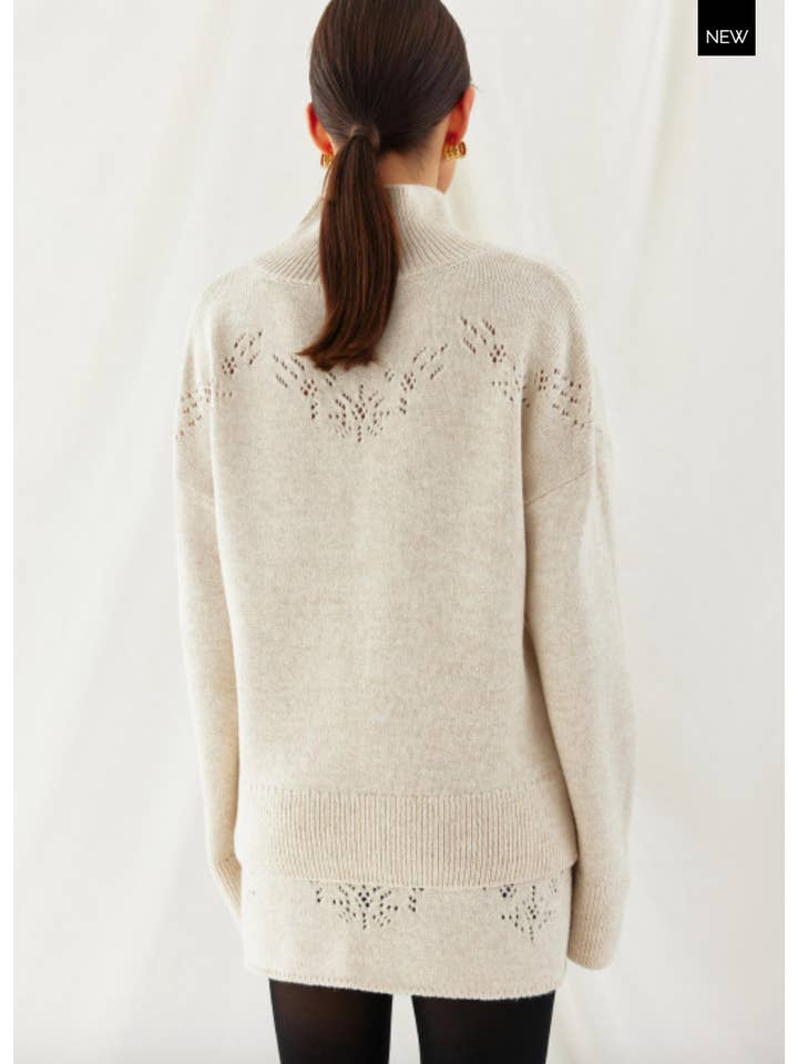 Nenya Fashion Limited – wholesale Knitted jumper – Women′s – HIGH NECK WOOL SWEATER WITH PERFORATIONS OTTAWA4