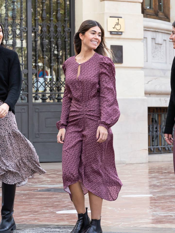 ELODIE BURGUNDERFARBENES KLEID für den Großhandel von Poniente