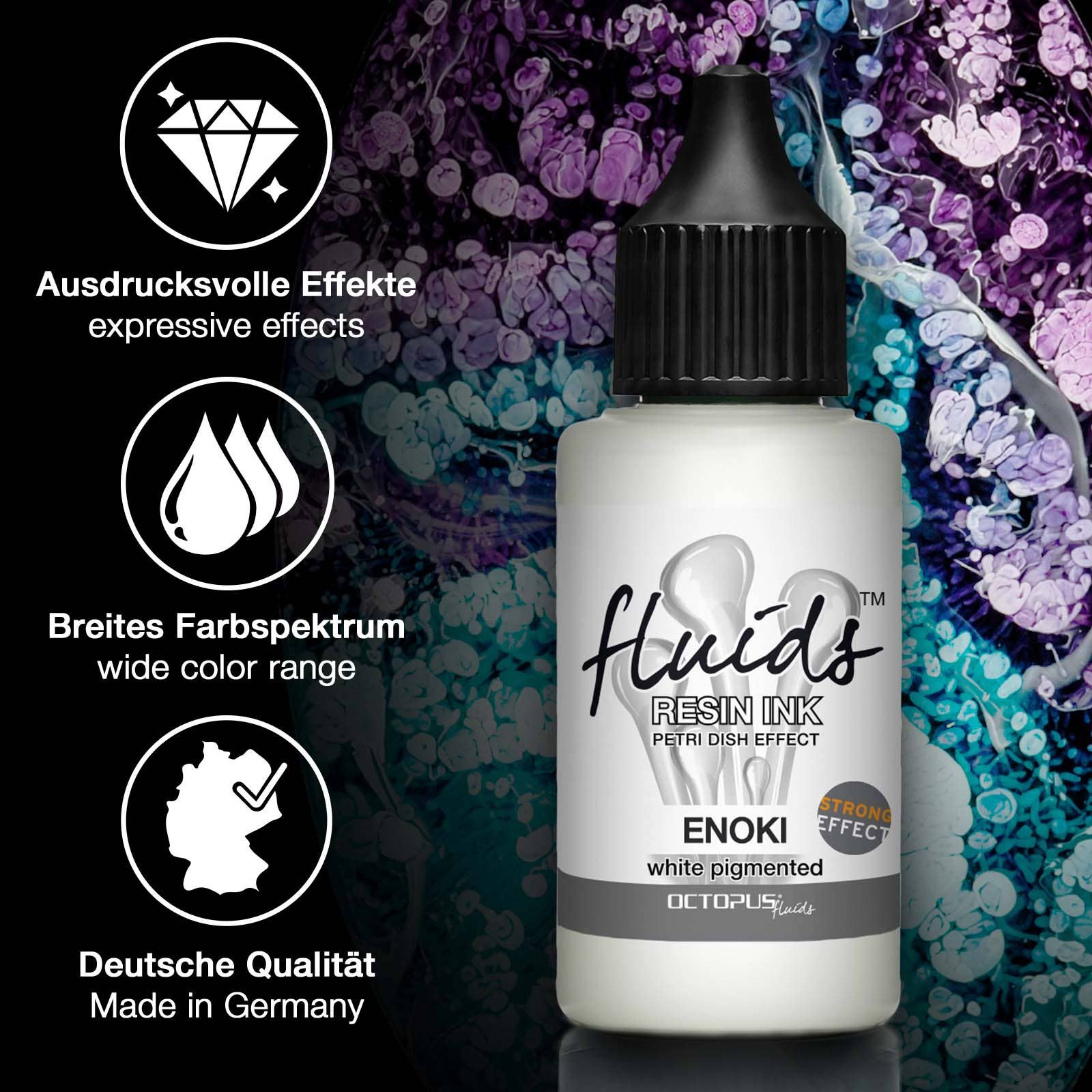 Octopus Concept GmbH – Engroshandel Håndværk forsyninger – Væsker Resin Ink ENOKI, epoxy & UV-harpiks, effekt hvid1