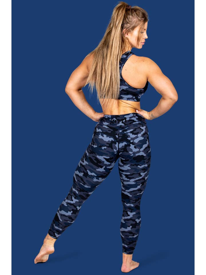 GRRRL - Wholesale Athletic/Lounge Leggings - Women's - Assassin Blue Camo SLIX Leggings