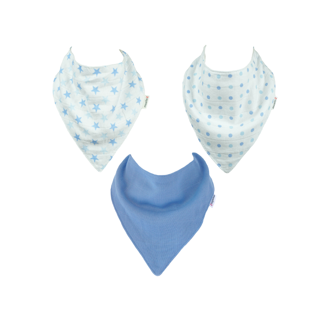 Muslinz - MerryGoRoundUK Ltd – wholesale Bandana bib – MuslinZ 3pk Cotton Muslin Dribble Bibs0