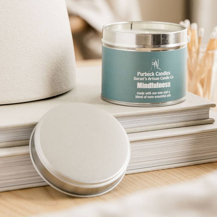 Purbeck Candles – wholesale Travel candles – Signature Range Candle in a Tin - Mindfulness0