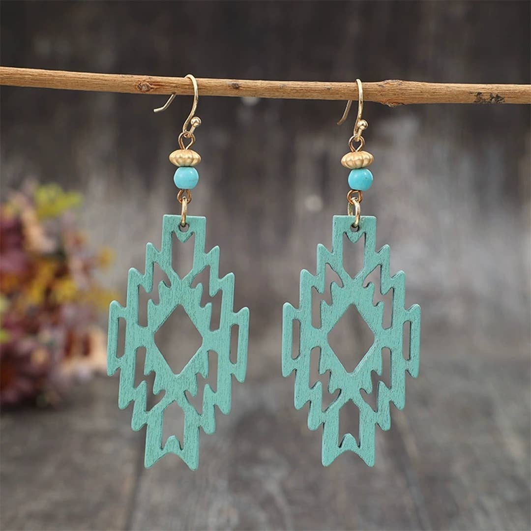 UNISHE – wholesale Pluggörhängen – Vintage ihåliga träörhängen i romb SP6103