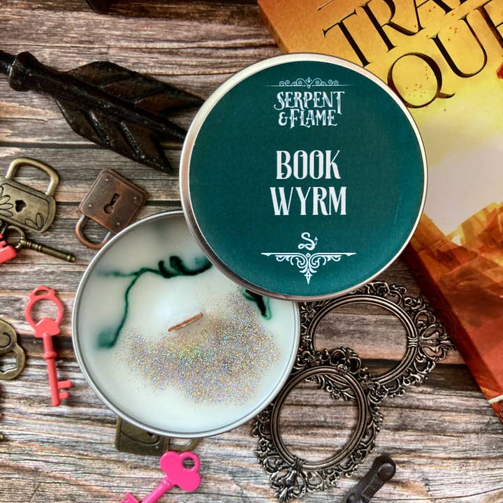 Book Wyrm Candle, Ginger Chai Tea for wholesale by Serpent & Flame Candle Co.