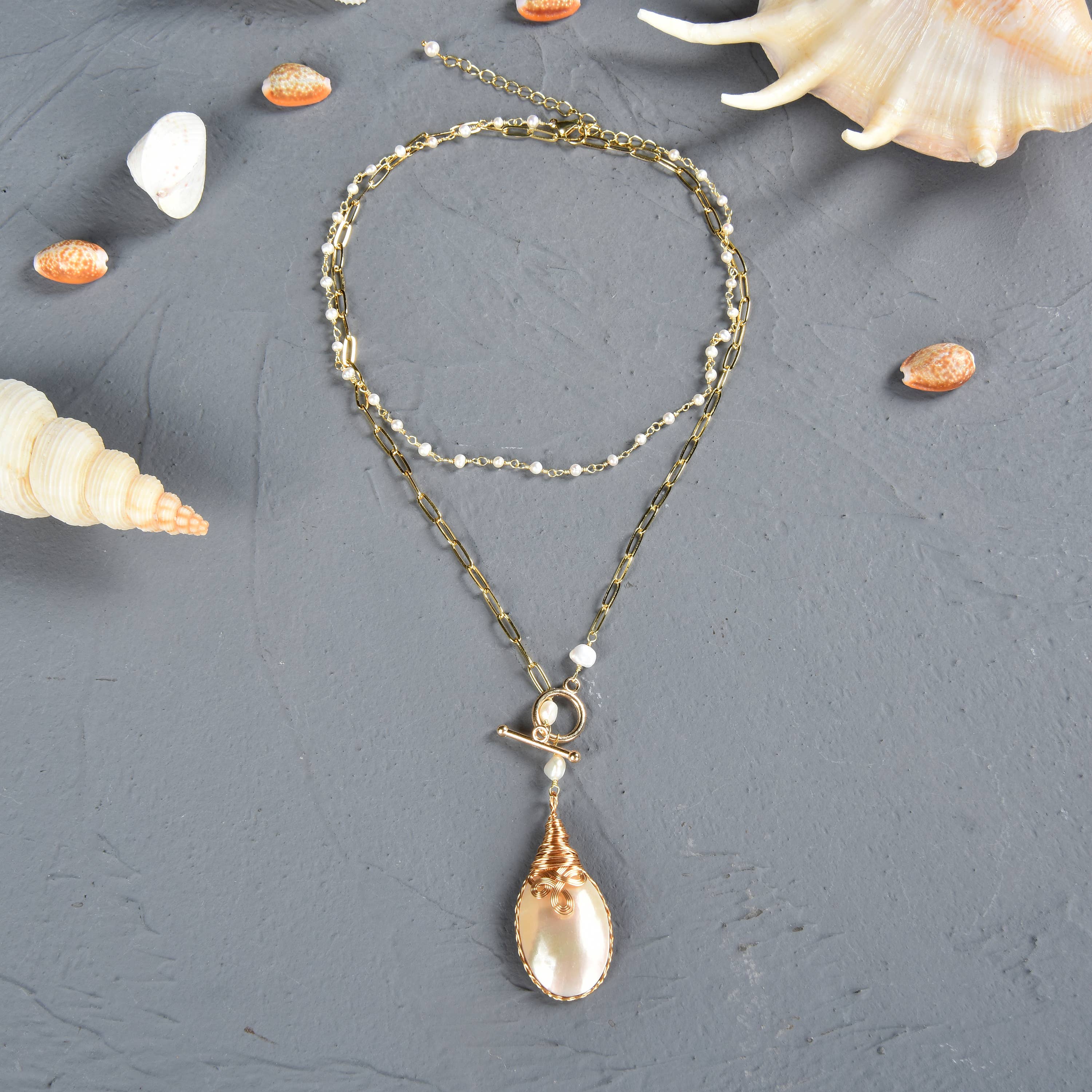 IST Jewelry – Colar pingente/pendente por atacado – Pingente de pérola Mabe e colar de pérolas0