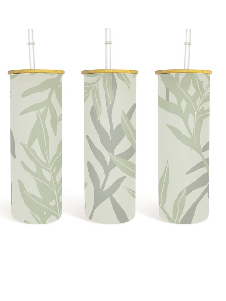 Feuilles vertes de 25 oz avec couvercle en bambou pour la vente par The Inspiration Haven