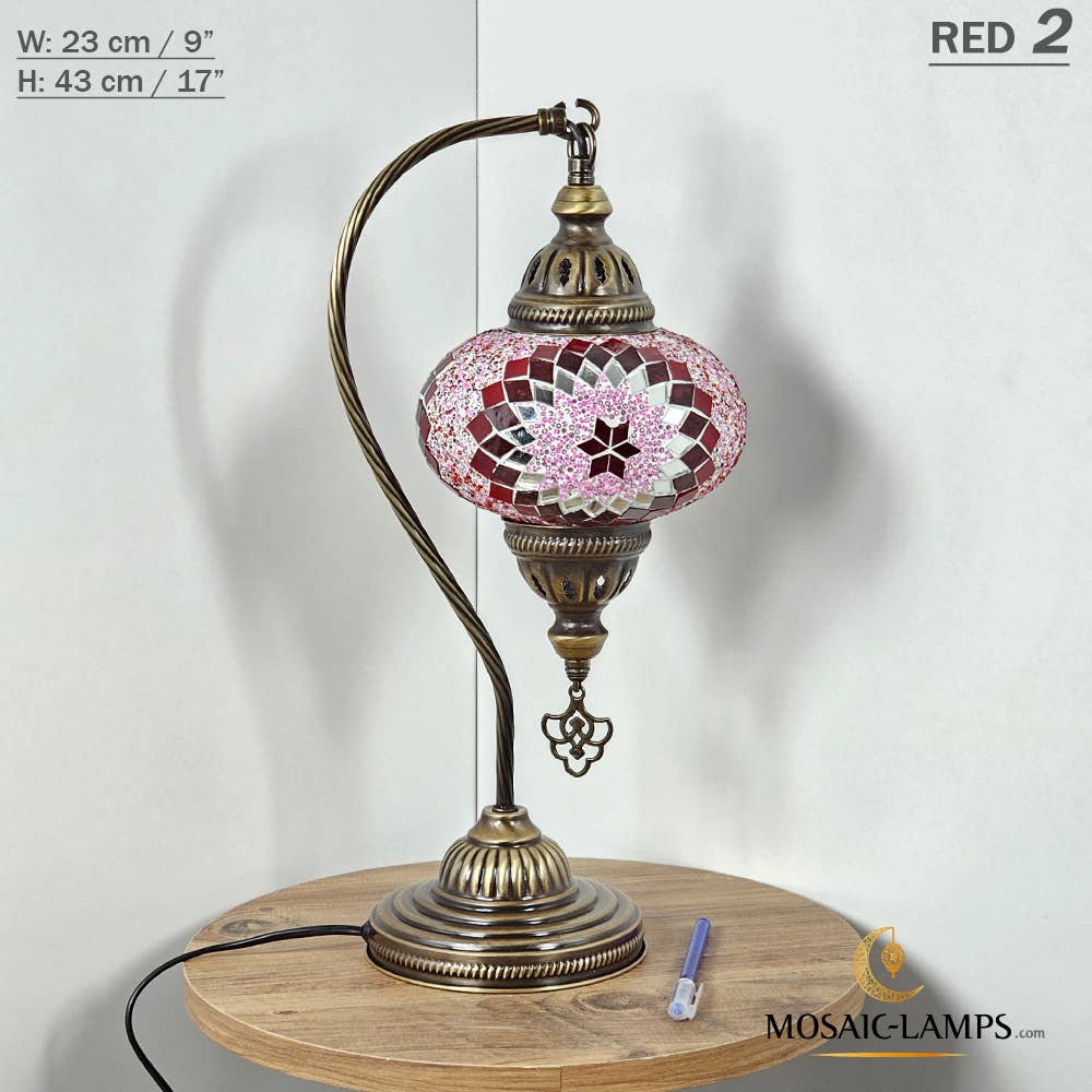 Mosaic Lamps - Wholesale Accent/Desk Lamp - 10+Colors - Gooseneck Large Globe Mosaic Table Lamp, Turkish71