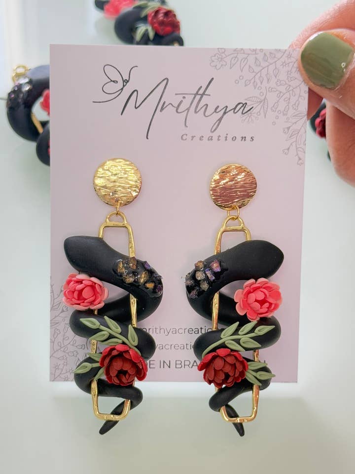 Serpent floral earrings for wholesale by Mrithya Creations