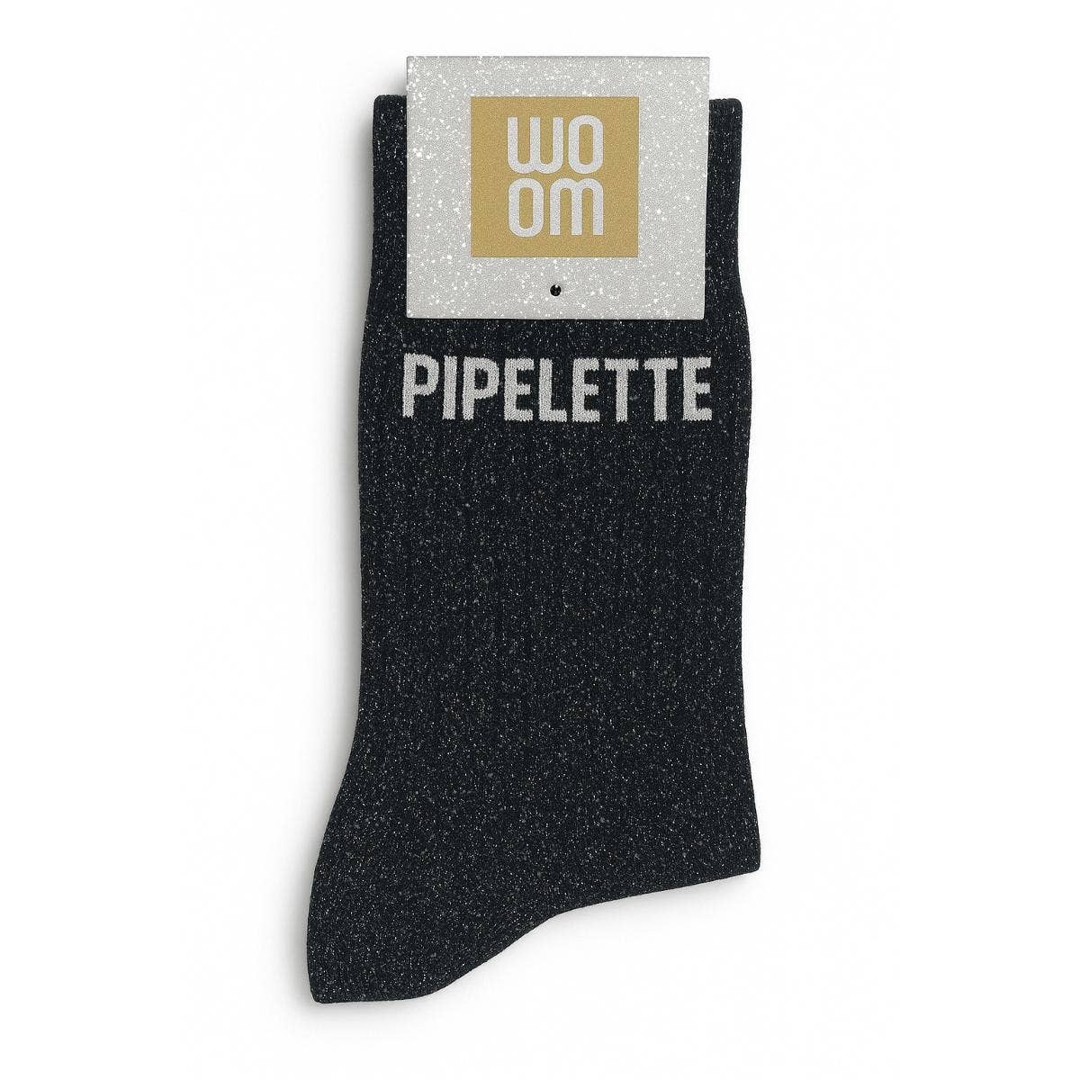 ChoO - Wholesale Socks - Women's - "Pipelette" Black Glitter Socks0