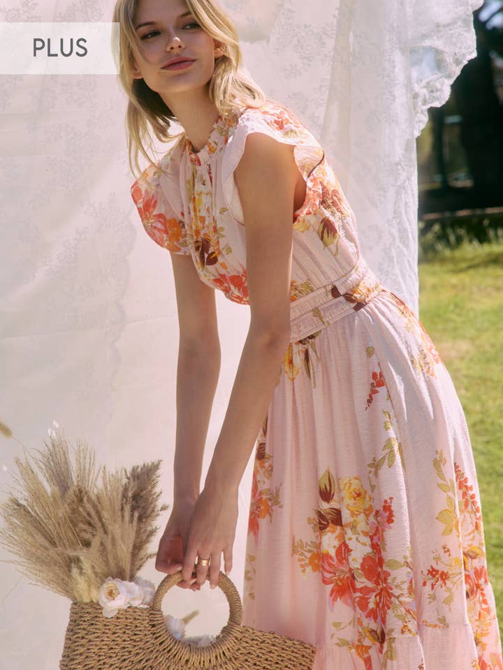 Plus midi-jurk met print voor wholesale door Oddi