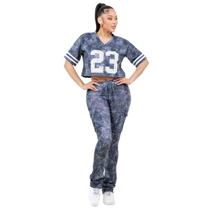 YT5000/YP3661 Mineralvasket Printet Top & Cargo Bukser for engroshandel hos Yellow Cabbage