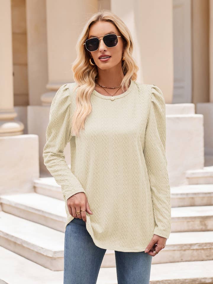 Lovesoft - Wholesale Knit Top - Women's - Solid Color Top Long Sleeve Twist T-Shirt18