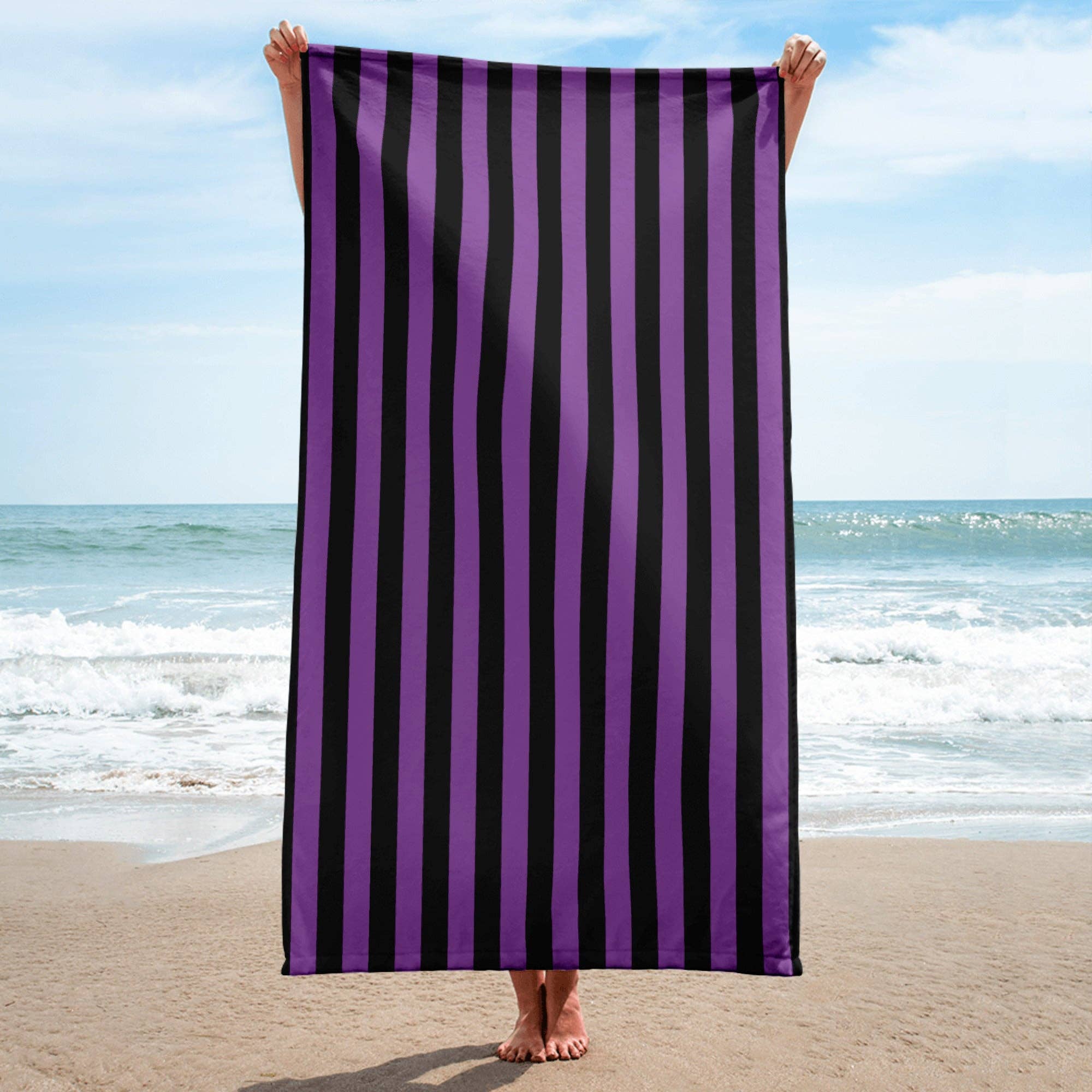 Wholesale Purple Stripe Beach Towel for your store - Faire, image size:2000x2000