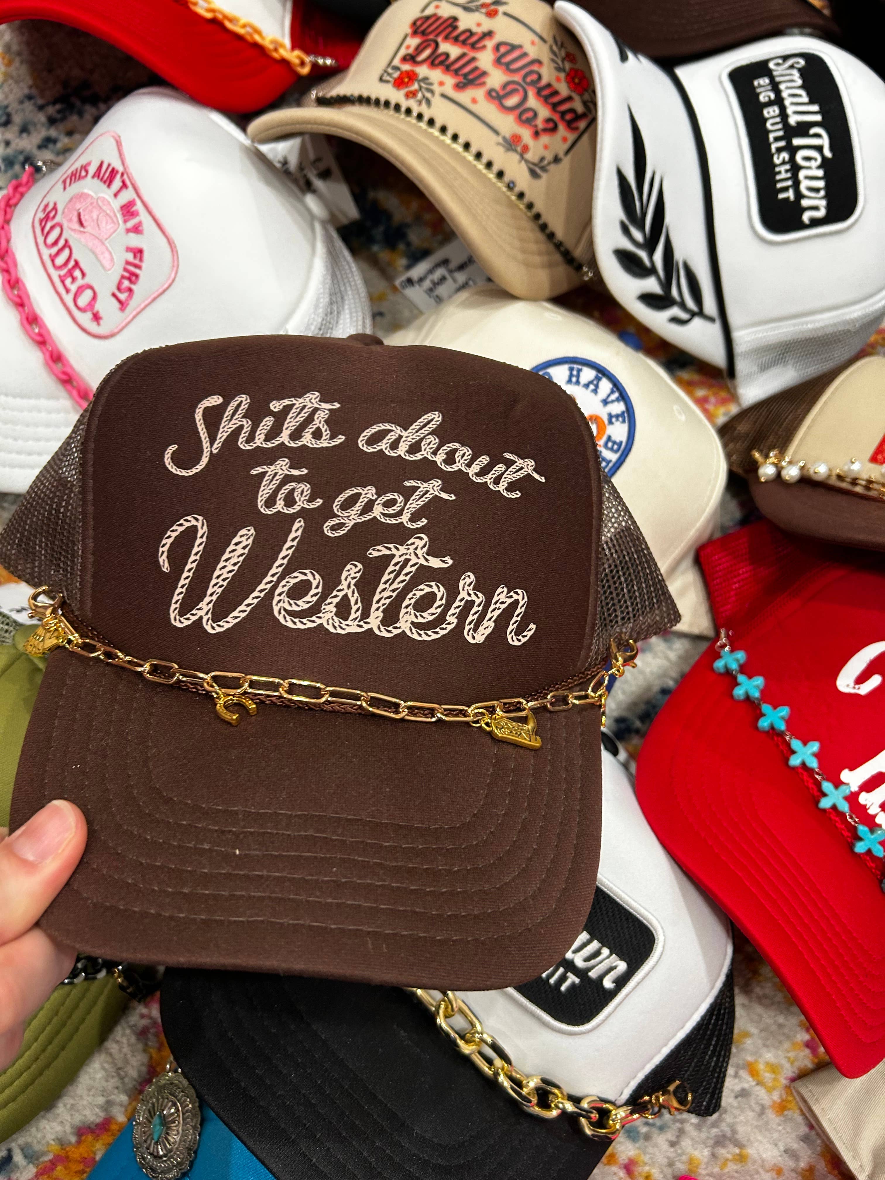 Vibes Hat Company - Wholesale Trucker Hat - Women's - Shits About To Get Western Trucker Hat | Western Cap | Rodeo4