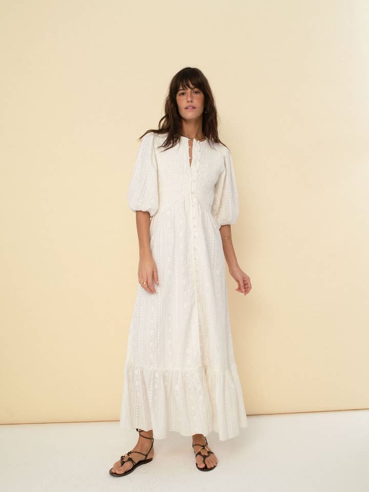 Sonmer Shop USA – Engroshandel Kjole - Dame – Magnolia Kjole Ecru