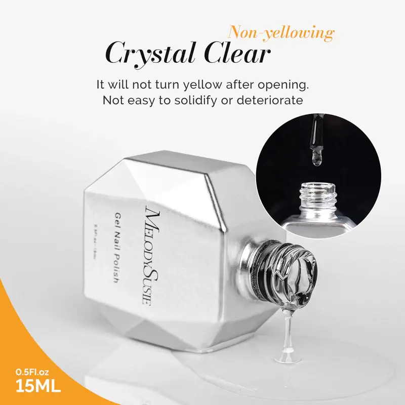 MELODYSUSIE - Wholesale Nail Polish - Glossy Top Coat & Base Coat Nail Gel Polish 2Pcs 15ml1