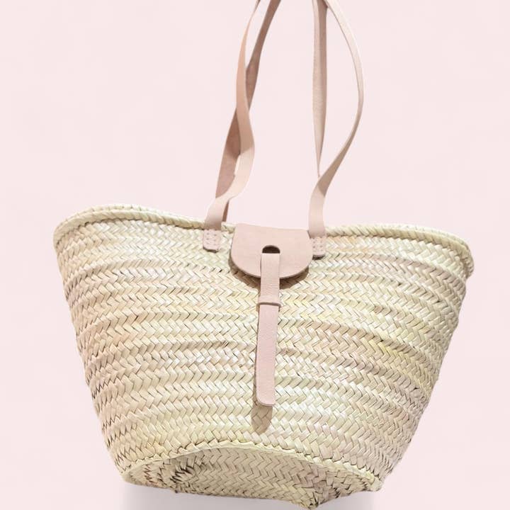 HandmadeBestSeller - Wholesale Beach Bag - Handwoven Straw Basket with Long Leather Strap & Flap 4
