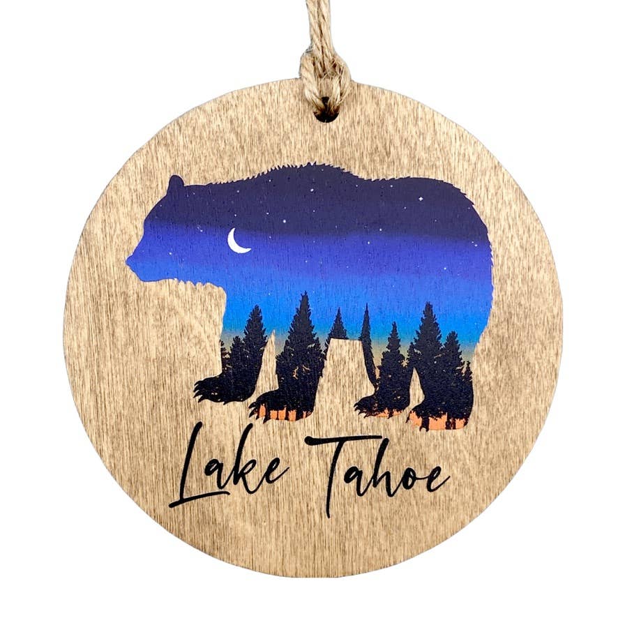 Noomoon - Wholesale Ornament - Bear Twilight Sky w/ Moon Wood Custom Name Drop Ornament3
