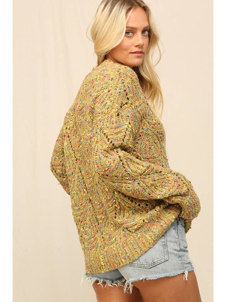 Moss Colorfully Speckled Sweater for wholesale on Faire2