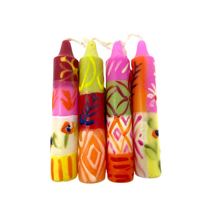 Averfelt - Wholesale Tapered candle/candlestick - Hand-Painted Colorful Kantha Shabbat Taper Candle Set/41
