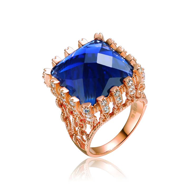 Bague en argent sterling avec zircone cubique (2629-S-ROSE) pour la vente par Genevive