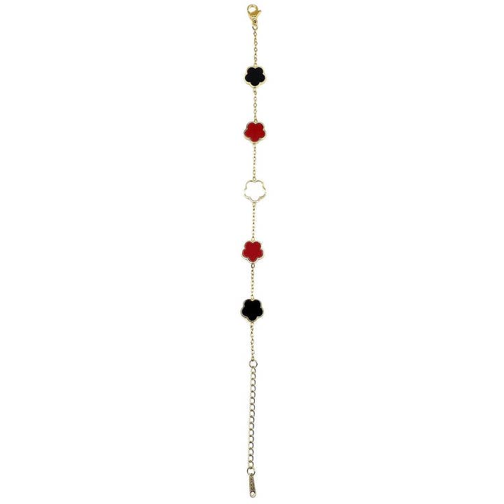 Diacly - Wholesale Charm/Dangle Bracelet - 5 Leaf Clover Stainless Steel Link Chain Bracelet