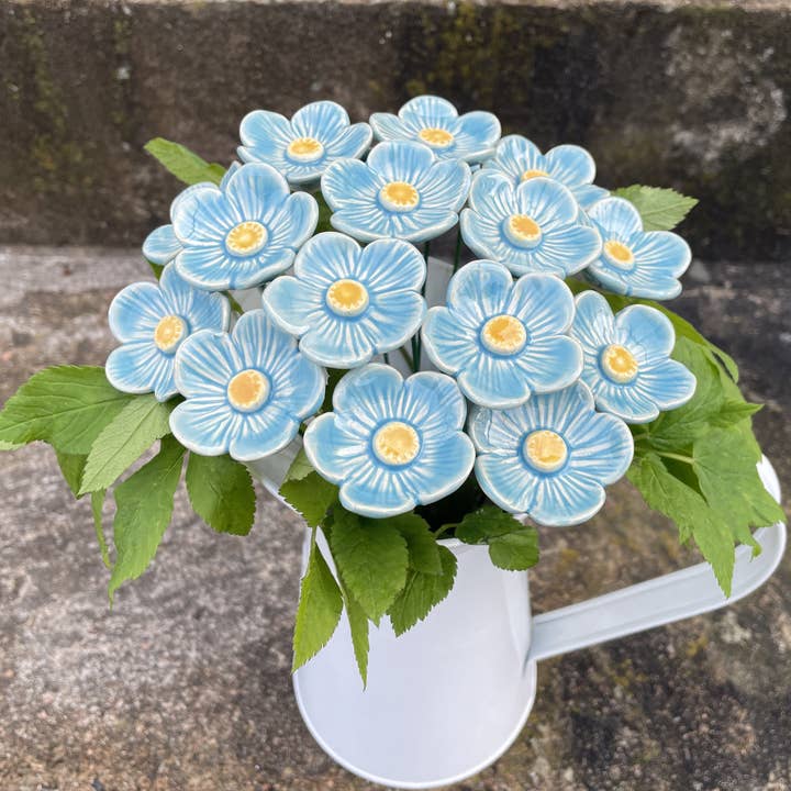 Keramik blomma i Akarp - Wholesale Garden/Lawn Stake - Ceramic Turquoise Plum blossoms,Plant stake