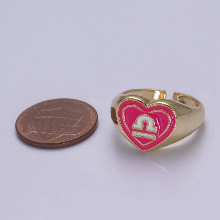 Aim Eternal - Wholesale Zegelring - Y2K Zegel Zodiac Ring Sterrenbeeld Emaille Gouden Ring, Astrologie Teken Horoscoop Ring Verjaardag Gepersonaliseerd Leuk Cadeau S-489-S-50012