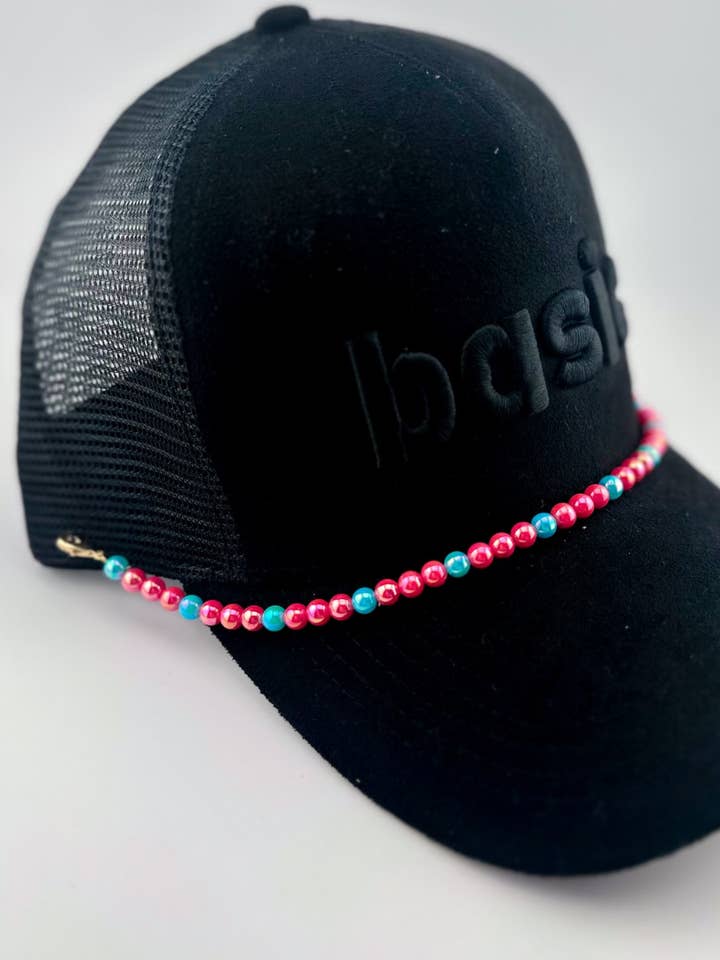 Pink And Turquoise Beaded Hat Chain for wholesale by Jess Lea