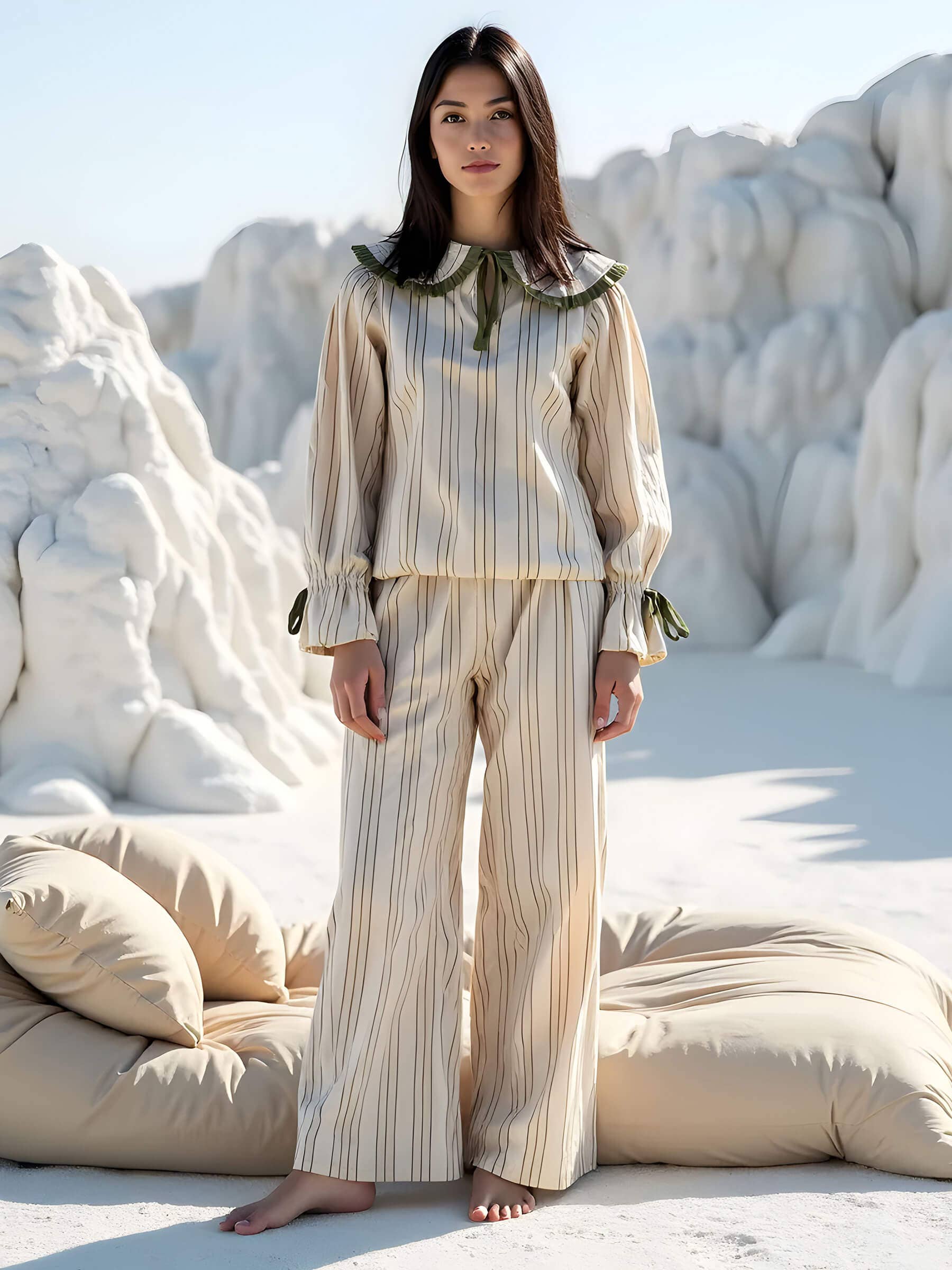 CARMEN SAYS - Wholesale Sleepwear Top - Women's - Camisa de pijama a rayas de cristal6