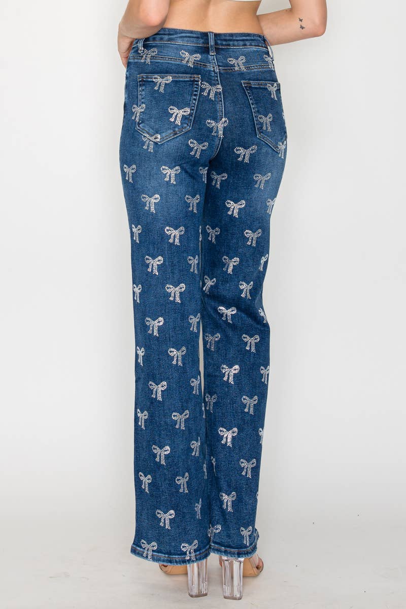 Nina Rossi Jeans - Wholesale Jeans - Women's - NR3178  -  Stone embellised 5 pockets straight leg jeans1