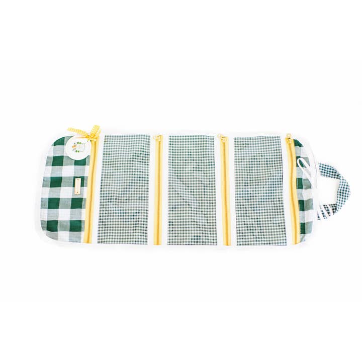 The Hattie Long Foldup Travel Bag - Bunny's Green Gingham for wholesale by Bunny Bradley Designs