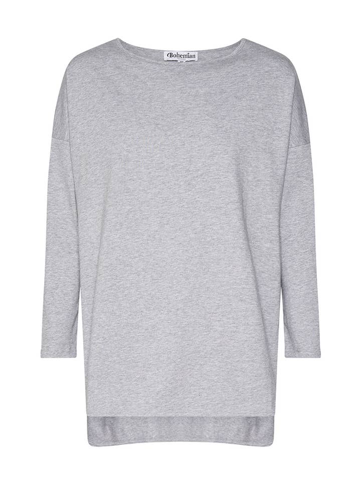 Boyfriend Swing Tee In Grey Marle Jersey for wholesale by Bohemian Traders