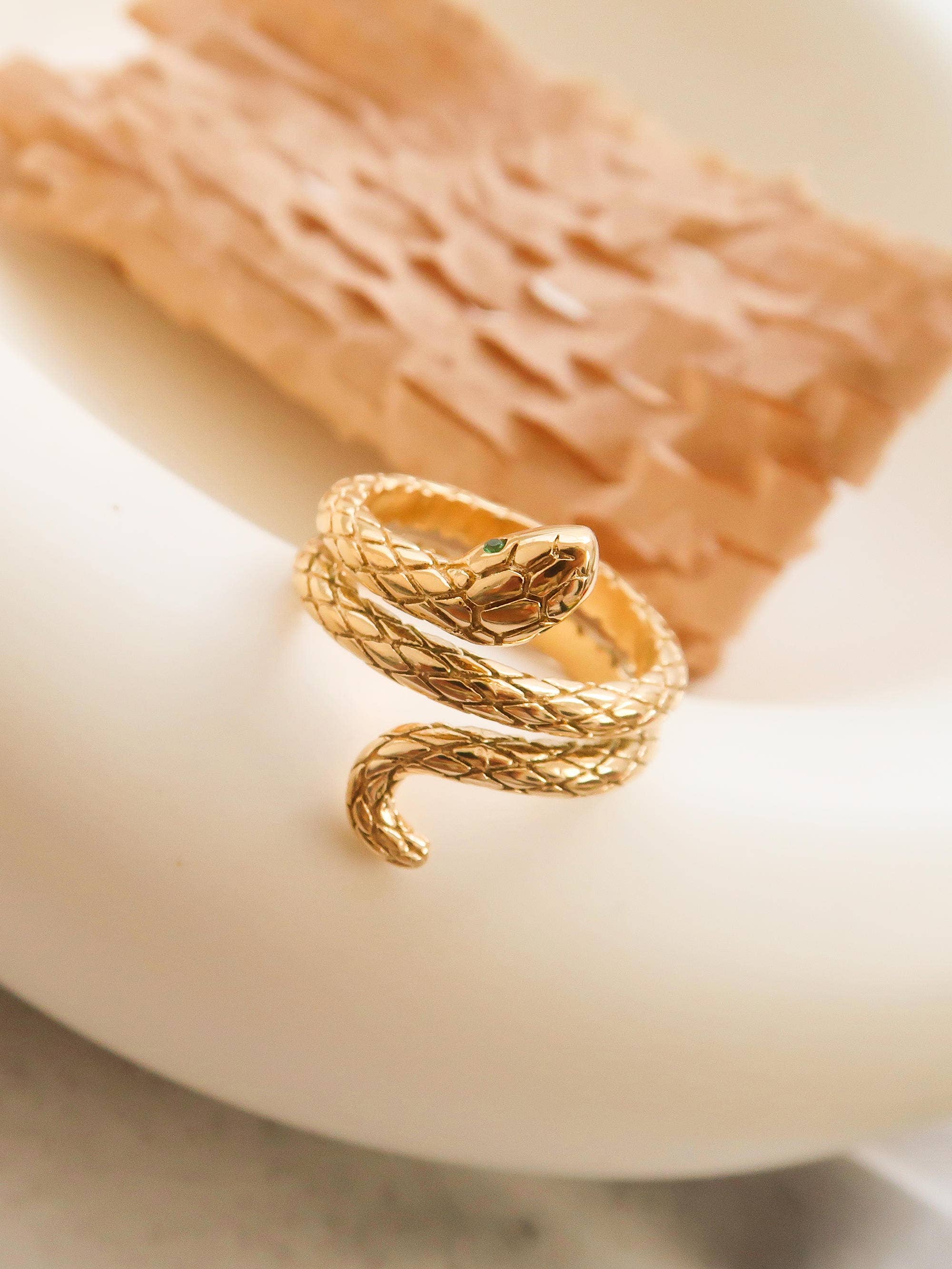 Lamia Gold Non-Tarnish Serpent Ring for wholesale on Faire