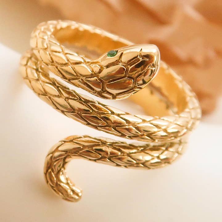 Lamia Gold Non-Tarnish Serpent Ring for wholesale on Faire0